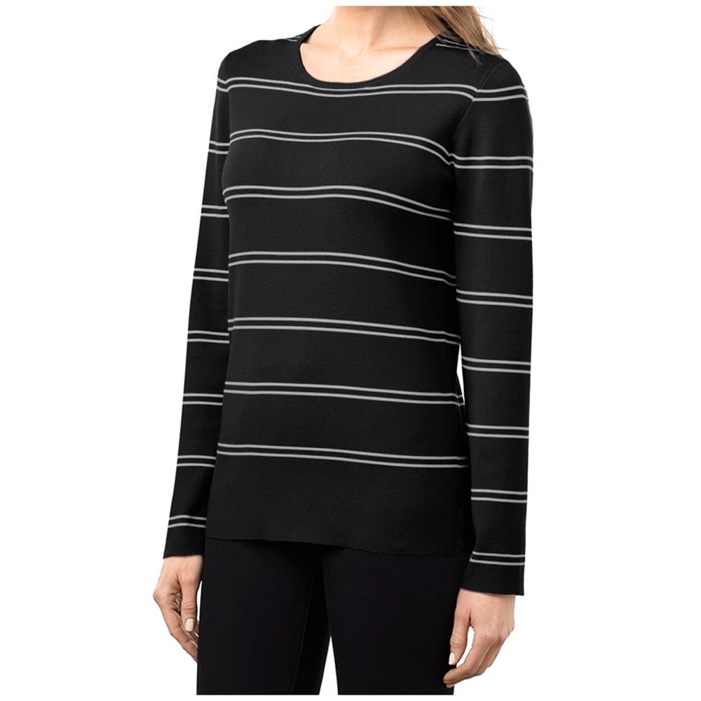 Kirkland Signature Black and Grey Striped Long Sleeve women’s Top size XXL